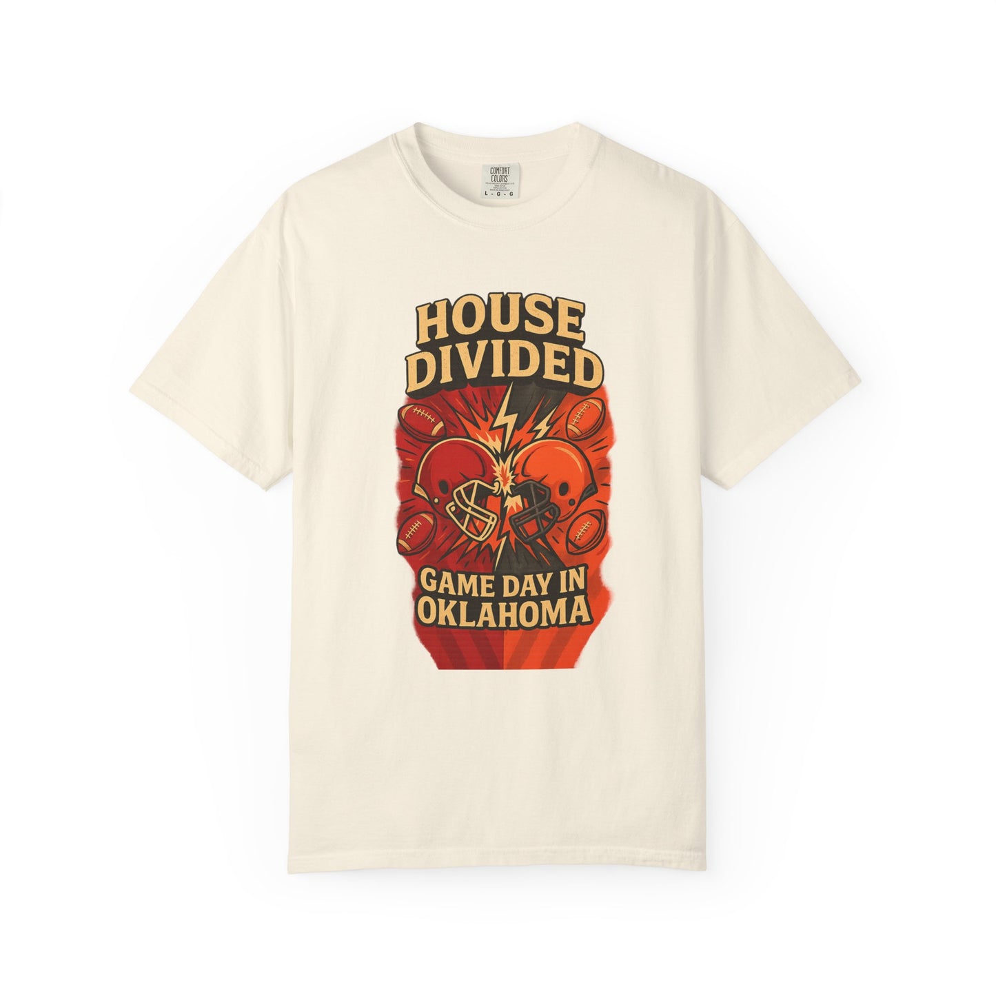 Oklahoma Football House Divided T Shirt - Cowboys and Sooners! It's a Family Rivalry
