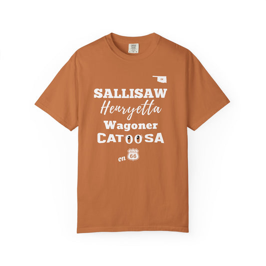 Catoosa Route 66 T-Shirt — 'Sally Saw Henryetta Waggon'er' Oklahoma Vintage Tee.