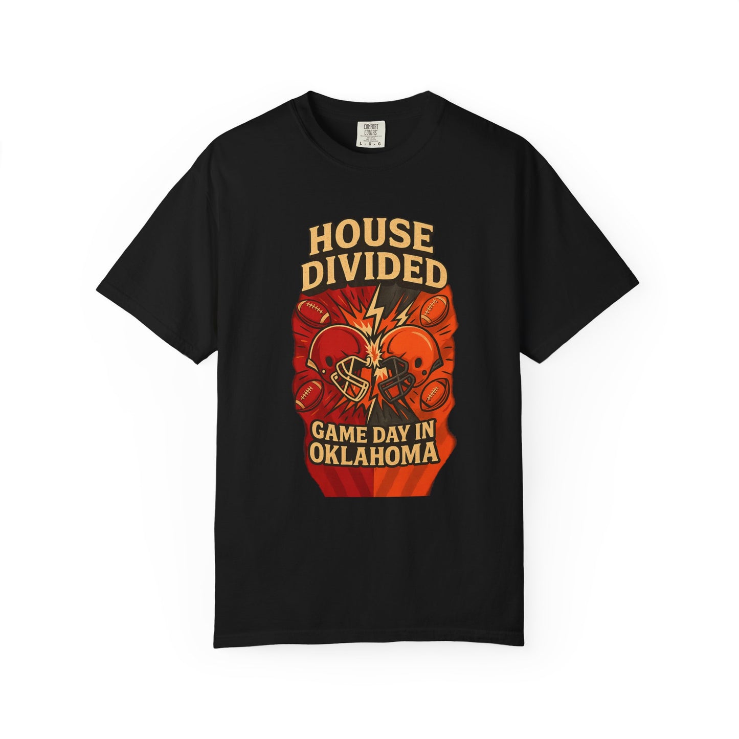 Oklahoma Football House Divided T Shirt - Cowboys and Sooners! It's a Family Rivalry