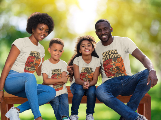 Oklahoma Football House Divided T Shirt - Cowboys and Sooners! It's a Family Rivalry