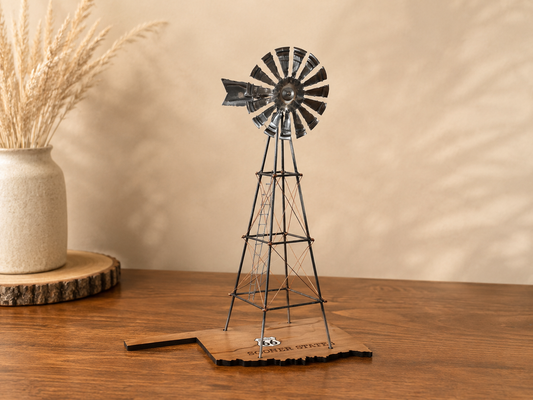 Handmade Desktop Windmill With Route 66 Ok Stand