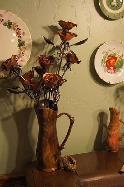 Copper Rose Bouquet Metal Art