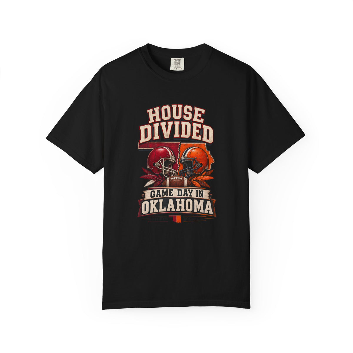 Oklahoma Football House Divided T Shirt - Cowboys and Sooners! It's a Family Rivalry