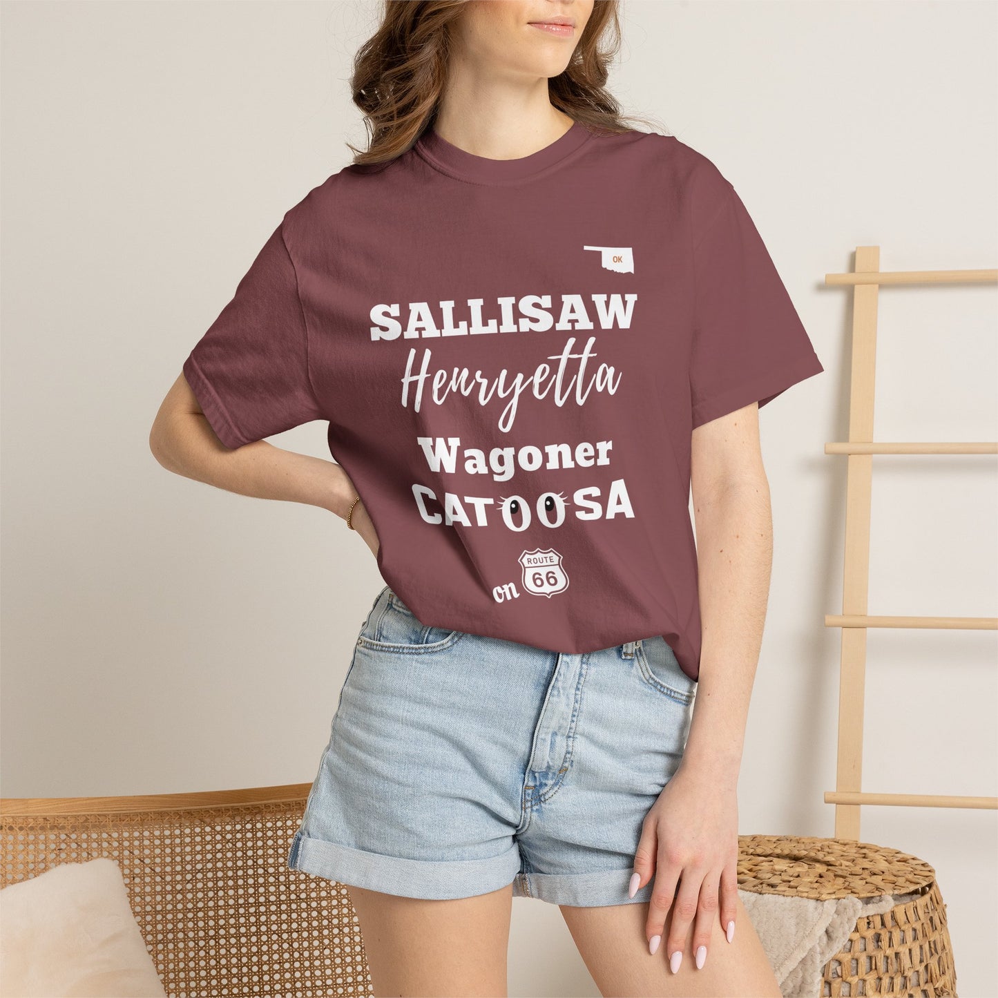 Catoosa Route 66 T-Shirt — 'Sally Saw Henryetta Waggon'er' Oklahoma Vintage Tee.