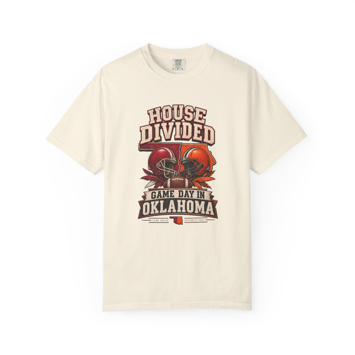 Oklahoma Football House Divided T Shirt - Cowboys and Sooners! It's a Family Rivalry