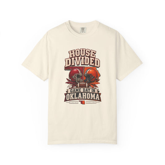 Oklahoma Football House Divided T Shirt - Cowboys and Sooners! It's a Family Rivalry