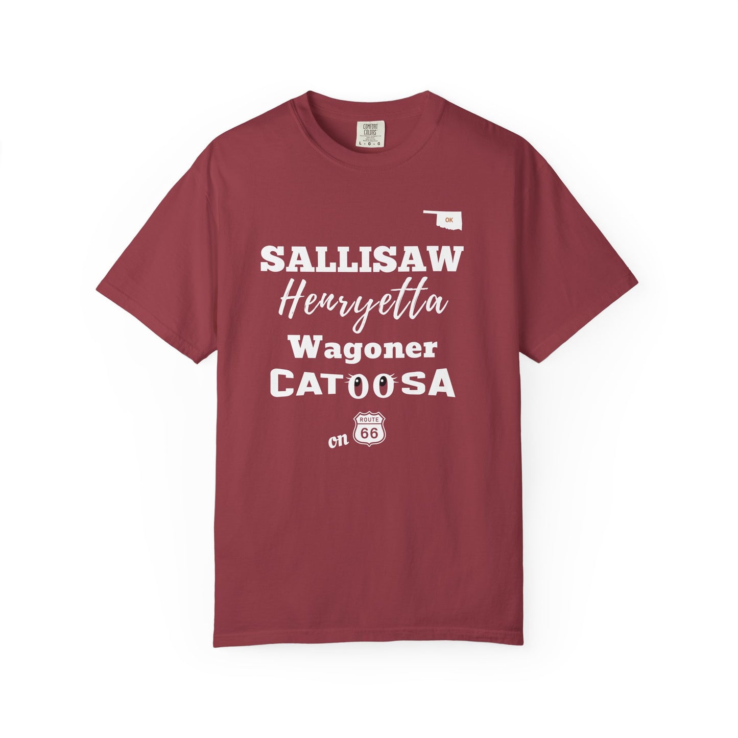 Catoosa Route 66 T-Shirt — 'Sally Saw Henryetta Waggon'er' Oklahoma Vintage Tee.