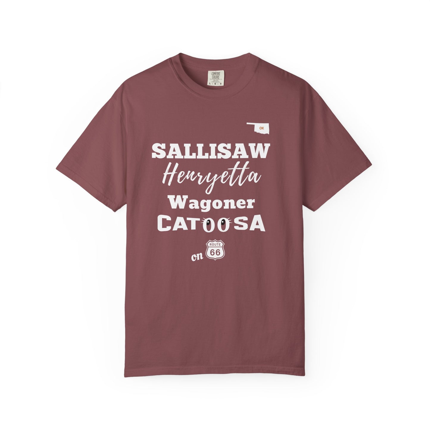 Catoosa Route 66 T-Shirt — 'Sally Saw Henryetta Waggon'er' Oklahoma Vintage Tee.