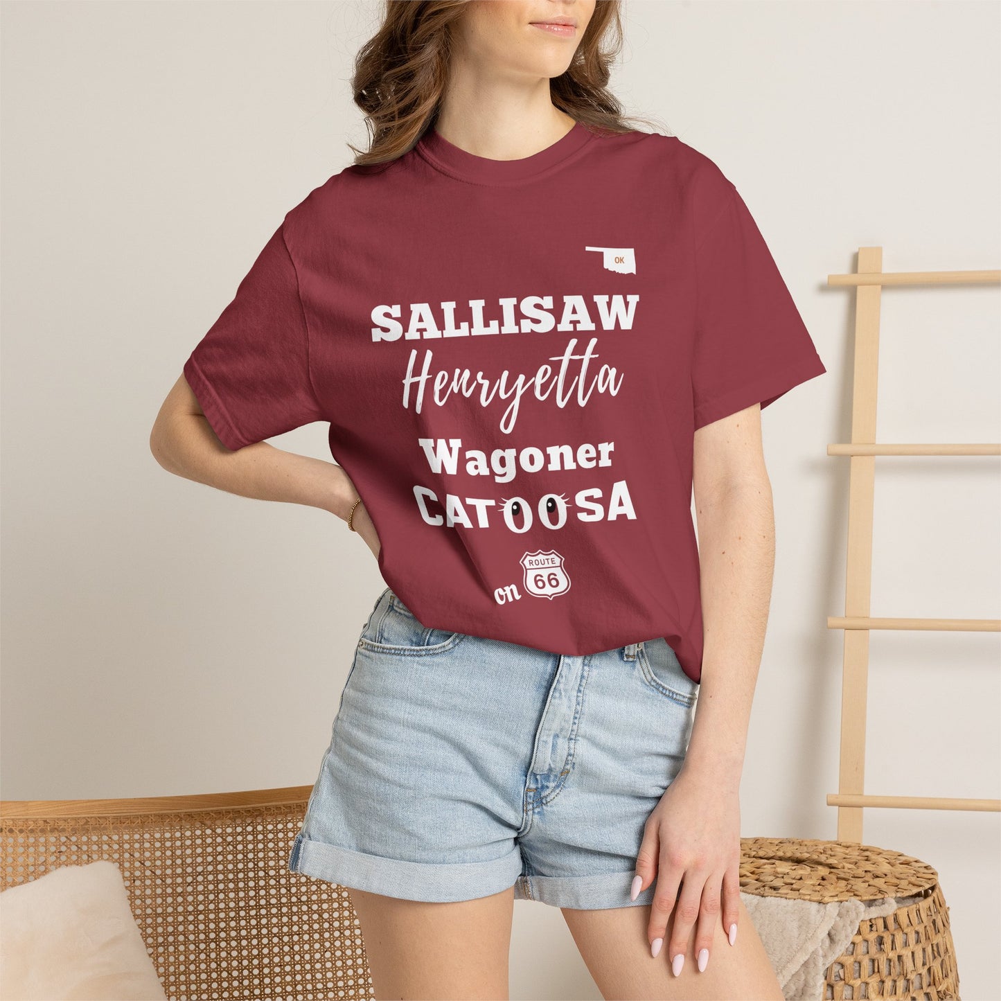 Catoosa Route 66 T-Shirt — 'Sally Saw Henryetta Waggon'er' Oklahoma Vintage Tee.