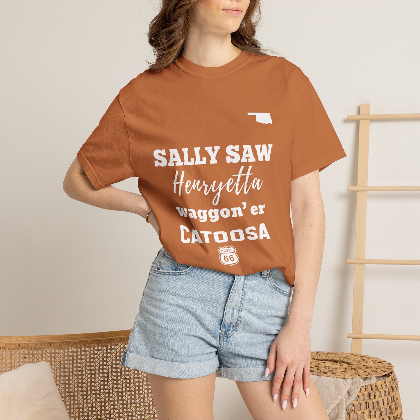 Catoosa Route 66 T-Shirt — 'Sally Saw Henryetta Waggon'er' Oklahoma Vintage Tee