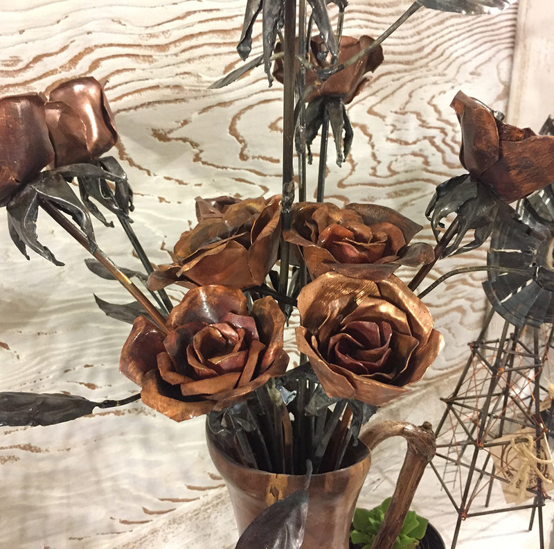 Copper Rose Bouquet Metal Art