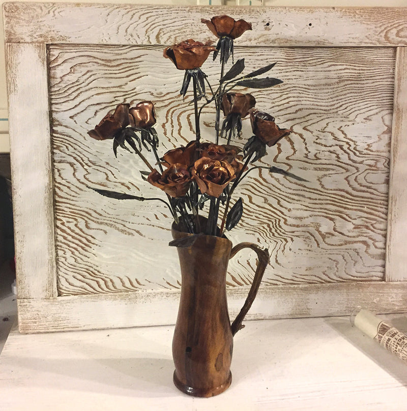 Copper Rose Bouquet Metal Art