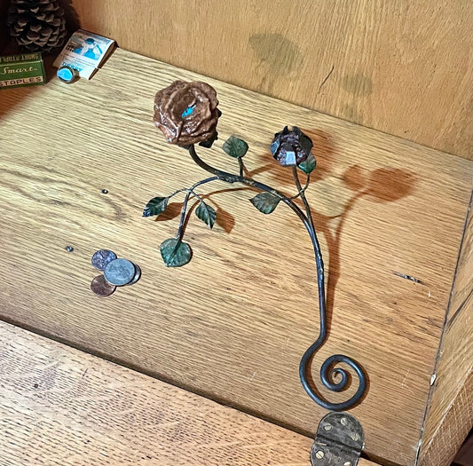 Oklahoma Rose Rock and Bud Sculpture