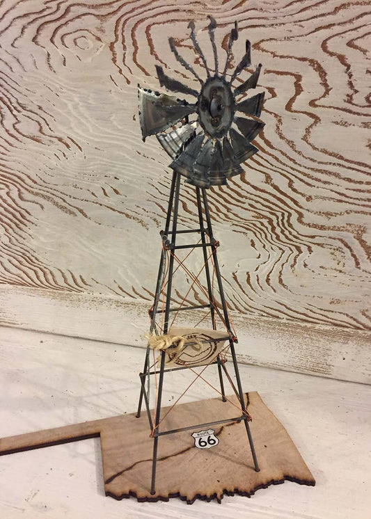 Handmade Desktop Windmill With Route 66 Ok Stand