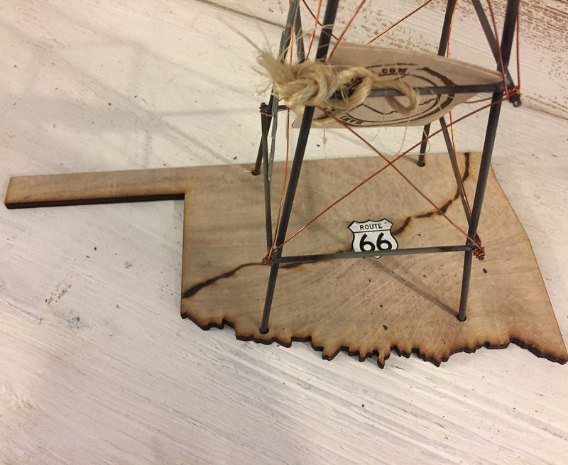 Handmade Desktop Windmill With Route 66 Ok Stand